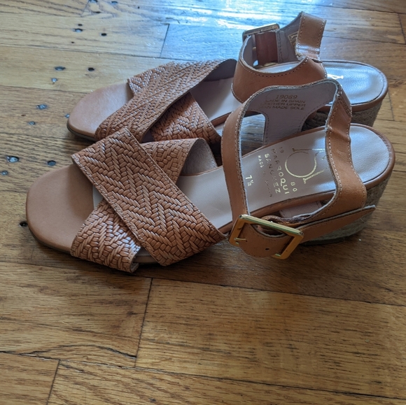 Marroqui Sanchez Woven Leather Sandals w/ Block Heels - Picture 2 of 9